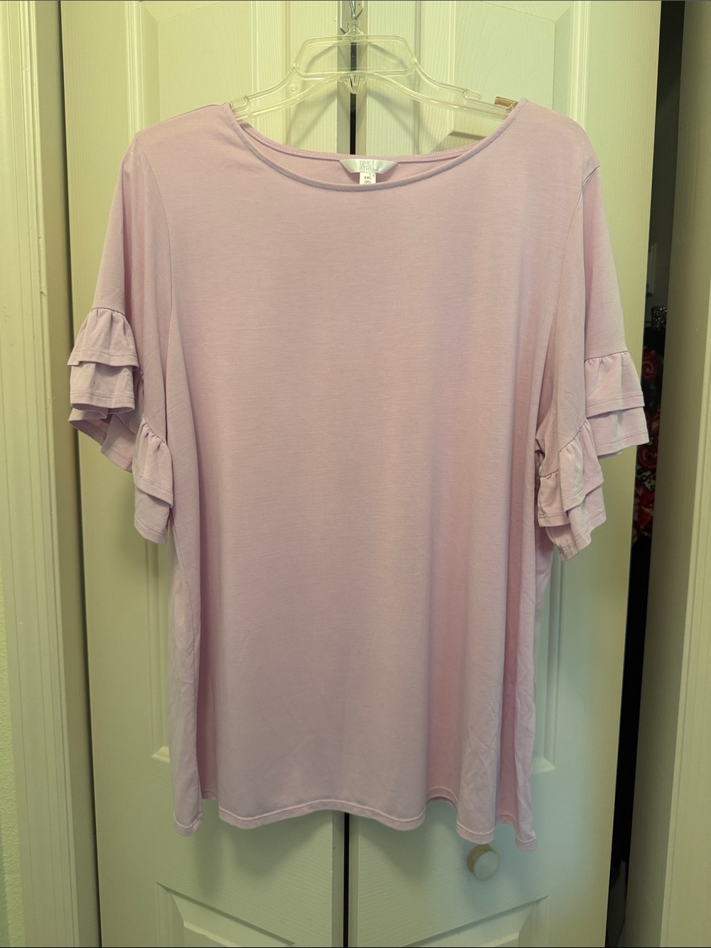 Time and Tru Lavender Short Sleeve Ruffle Top
